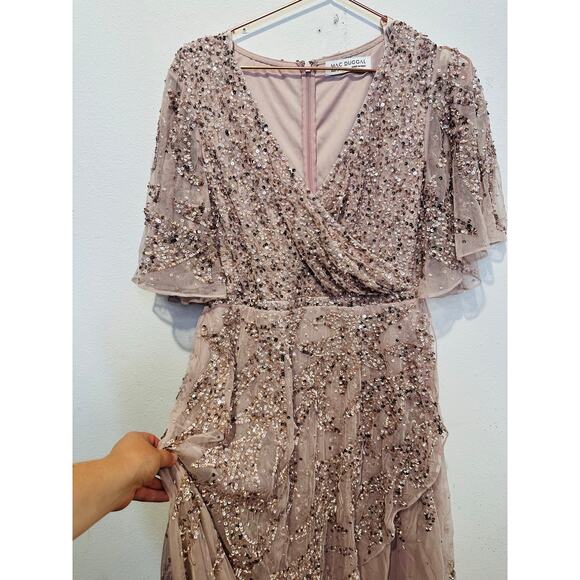 MAC DUGGAL 93681 Vintage Lilac Pink Sequined Butterfly High Low Gown Dress 2 - Picture 8 of 13